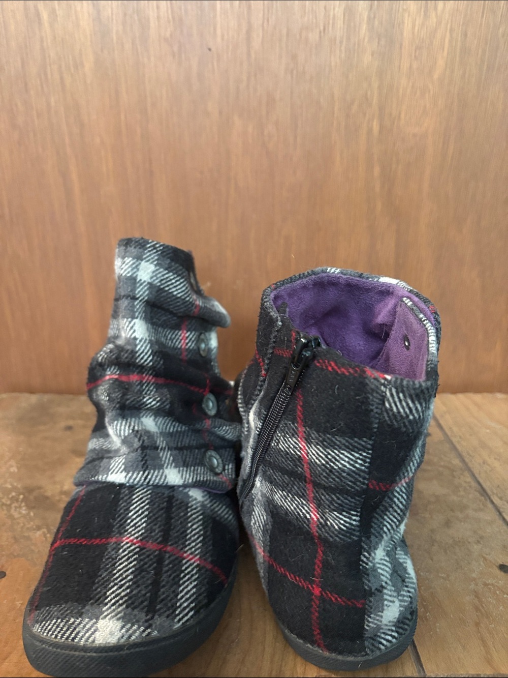 Blowfish Black Gray Plaid Ankle Booties - Picture 3 of 5